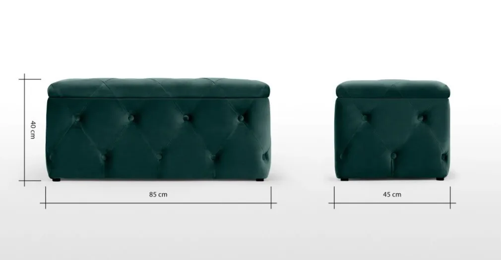 Puf con Almacenaje Rectangular Hampton – Azul Espuma de Mar