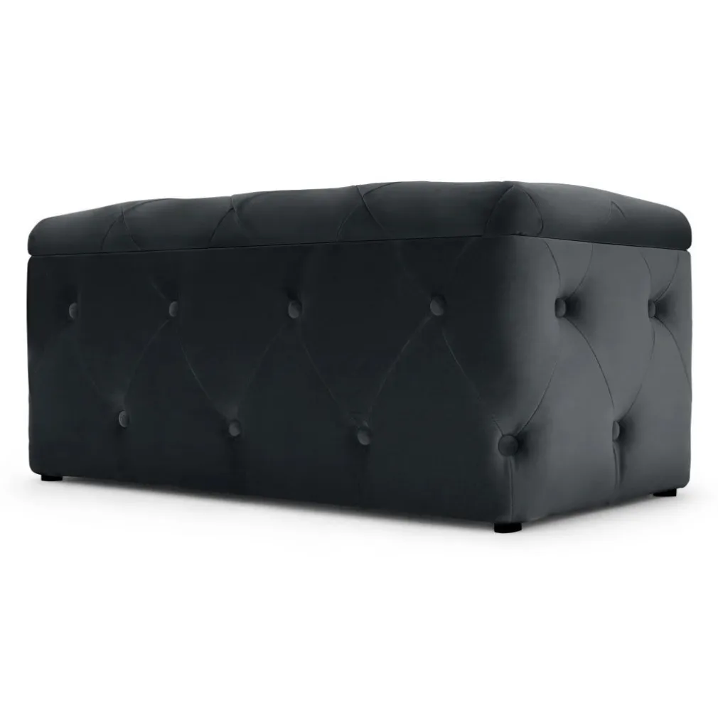 Puf con Almacenaje Rectangular Hampton – Gris Medianoche