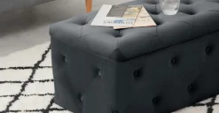 Puf con Almacenaje Rectangular Hampton – Gris Medianoche