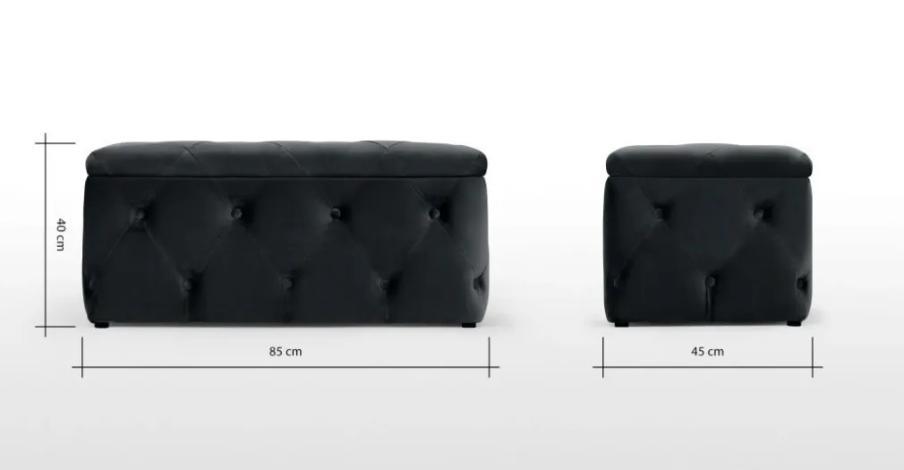 Puf con Almacenaje Rectangular Hampton – Gris Medianoche