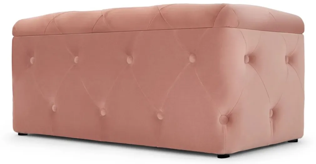 Puf con Almacenaje Rectangular Hampton – Rosa Palo