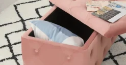 Puf con Almacenaje Rectangular Hampton – Rosa Palo