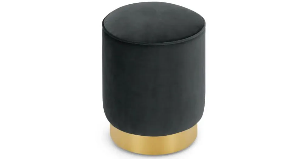 Puf con Base de Acero Inoxidable Hetherington – Gris Medianoche