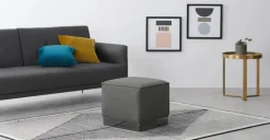 Puf Cuadrado Hetherington – Gris con Base Níquel