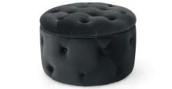 Puf Redondo Pequeño con Almacenaje Hampton – Gris Medianoche