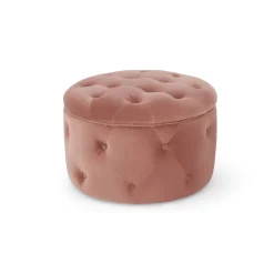 Puf Redondo Pequeño con Almacenaje Hampton – Rosa Palo