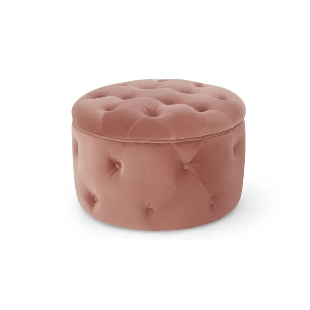 Puf Redondo Pequeño con Almacenaje Hampton – Rosa Palo