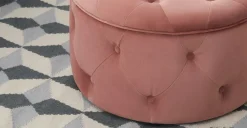 Puf Redondo Pequeño con Almacenaje Hampton – Rosa Palo