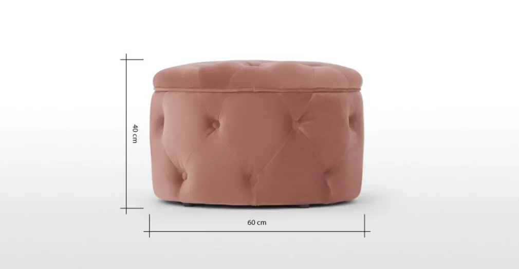 Puf Redondo Pequeño con Almacenaje Hampton – Rosa Palo