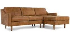 Seccional con Chaise Longue a la Derecha Dallas – Cuero Canela