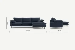 Seccional con Chaise Longue a la Derecha Fallyn – Azul Marino