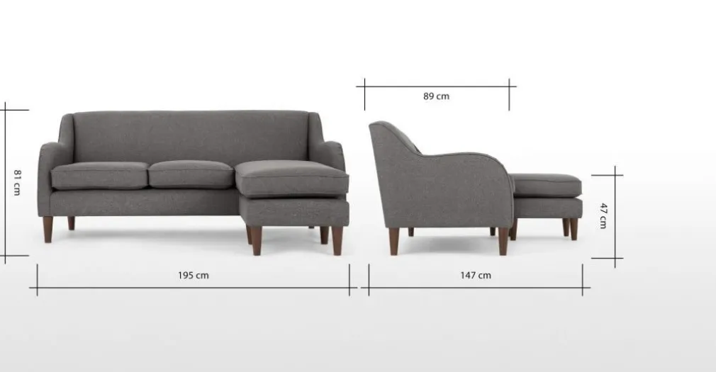 Seccional con Chaise Longue a la Derecha Helena – Gris Humo