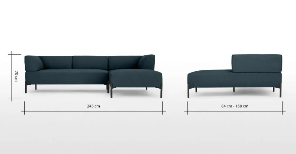 Seccional con Chaise Longue a la Derecha Kiva – Azul Egeo