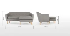 Seccional con Chaise Longue a la Derecha Lottie – Gris Tiza