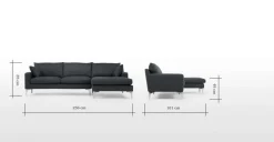 Seccional con Chaise Longue a la Derecha Mendini – Gris Antracita