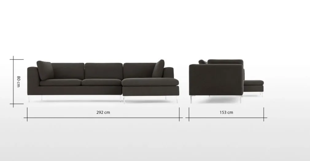 Seccional con Chaise Longue a la Derecha Monterosso – Gris Marengo