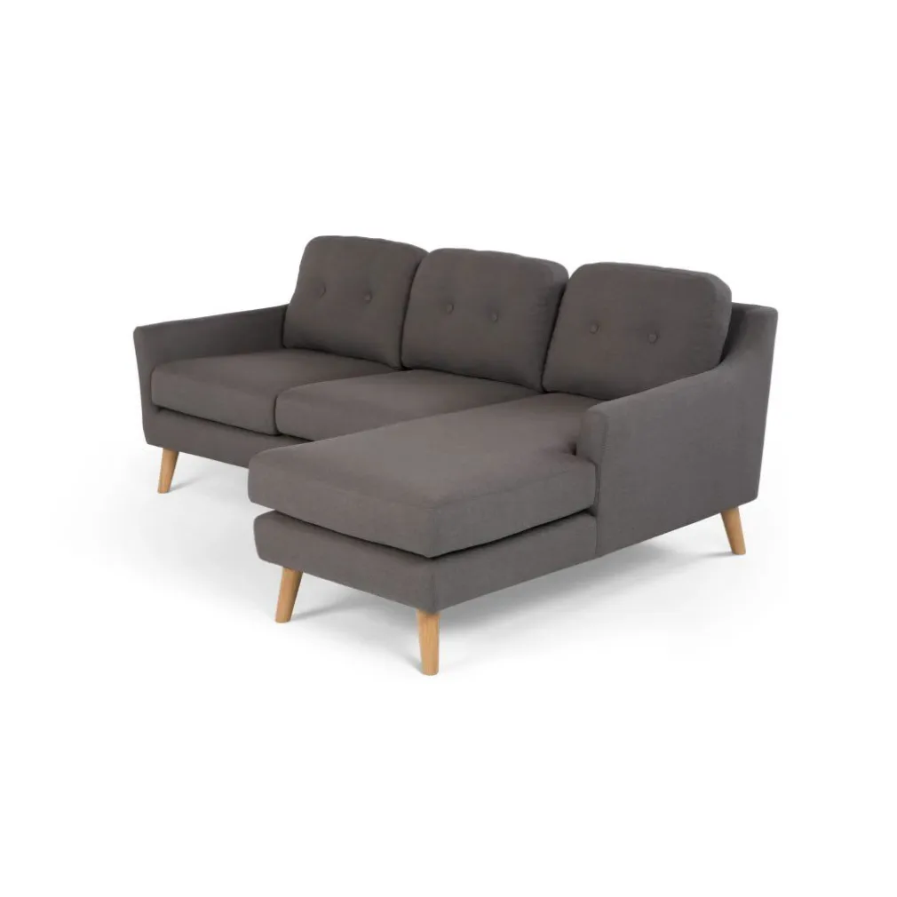 Seccional con Chaise Longue a la Derecha Rufus – Gris Rinoceronte