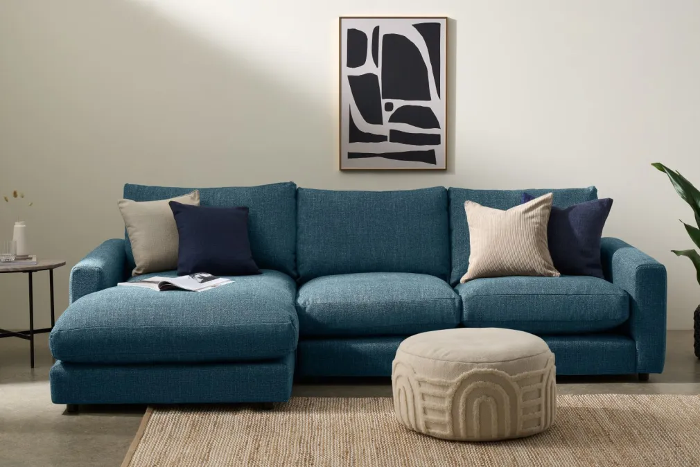 Seccional con Chaise Longue a la Izquierda Arni – Azul Egeo