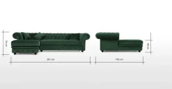 Seccional con Chaise Longue a la Izquierda Branagh – Verde Pino