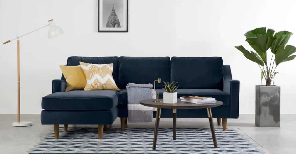 Seccional con Chaise Longue a la Izquierda Dallas – Azul Marino