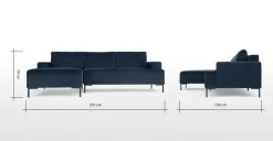 Seccional con Chaise Longue a la Izquierda Frederik – Azul Zafiro