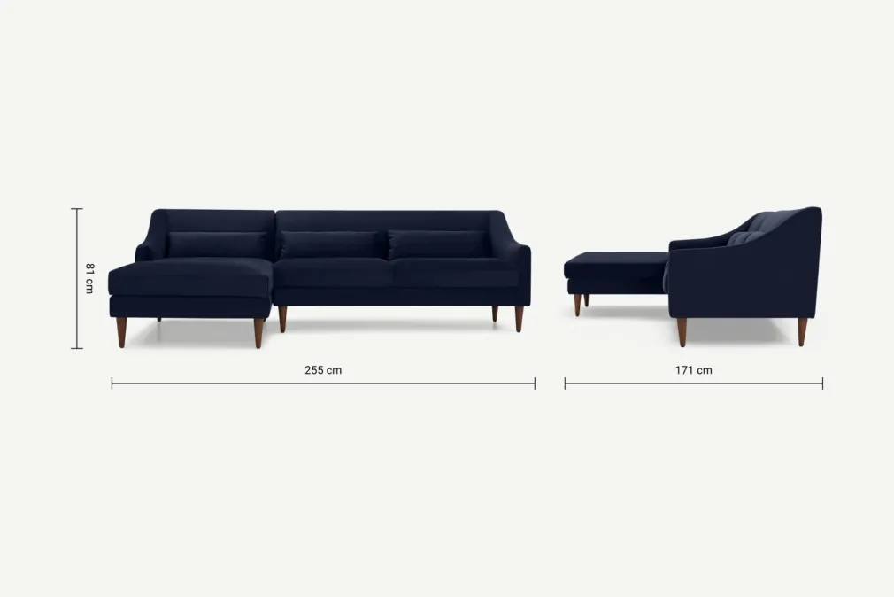 Seccional con Chaise Longue a la Izquierda Herton – Azul Tinta