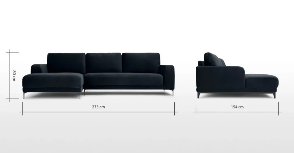 Seccional con Chaise Longue a la Izquierda Luciano – Azul Crepúsculo