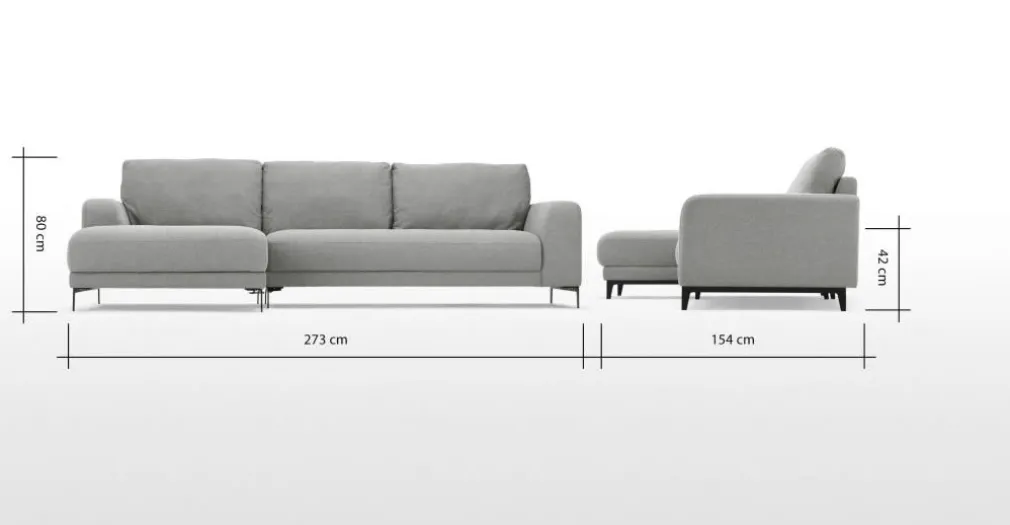Seccional con Chaise Longue a la Izquierda Luciano – Gris Montaña