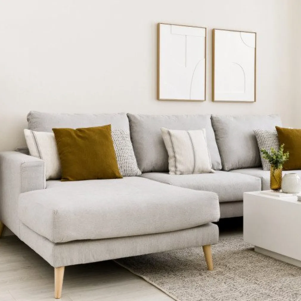 Seccional con Chaise Longue a la Izquierda Piero – Gris Claro