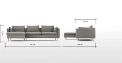 Seccional con Chaise Longue a la Izquierda Vento – Gris Manhattan