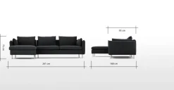 Seccional con Chaise Longue a la Izquierda Vento – Gris Sterling