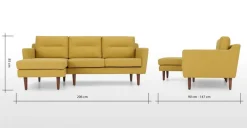 Seccional con Chaise Longue a la Izquierda Walker – Amarillo