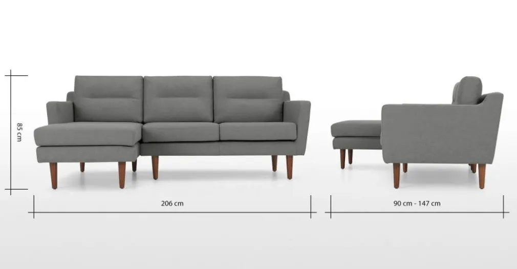 Seccional con Chaise Longue a la Izquierda Walker – Gris