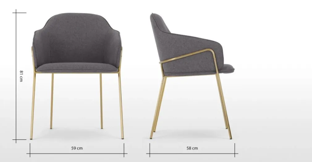 Silla de comedor con estructura Stanley – Gris