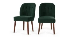 Silla de comedor Margot – Terciopelo verde pino y patas de abedul natural