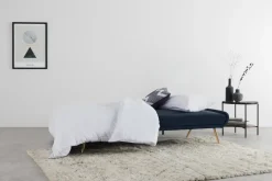Sofá Cama Moby Azul Zafiro Con Patas Doradas