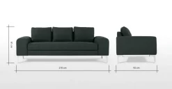 Sofá 3 cuerpos Vittorio – Gris Antracita