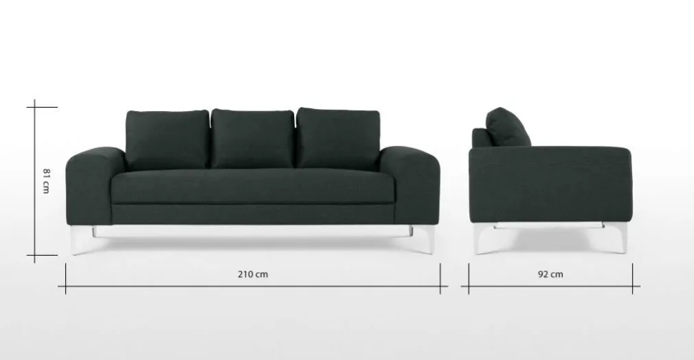 Sofá 3 cuerpos Vittorio – Gris Antracita