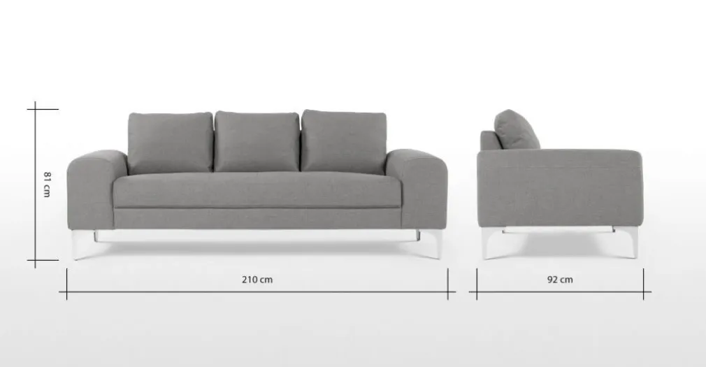 Sofá 3 cuerpos Vittorio – Gris Perla