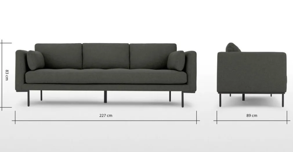 Sofá de 3 Cuerpos Harlow – Gris Hudson
