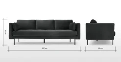 Sofá de 3 Cuerpos Harlow – Gris Medianoche