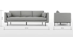 Sofá de 3 Cuerpos Harlow – Gris Montaña
