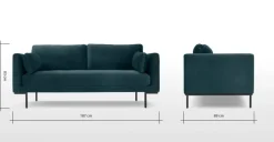 Sofá de 2 Cuerpos Harlow – Terciopelo Azul