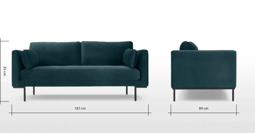 Sofá de 2 Cuerpos Harlow – Terciopelo Azul