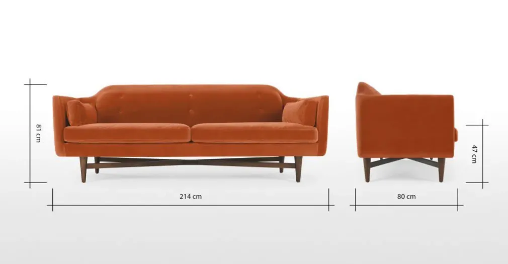 Sofá de 3 Cuerpos Imani – Naranja Tostado