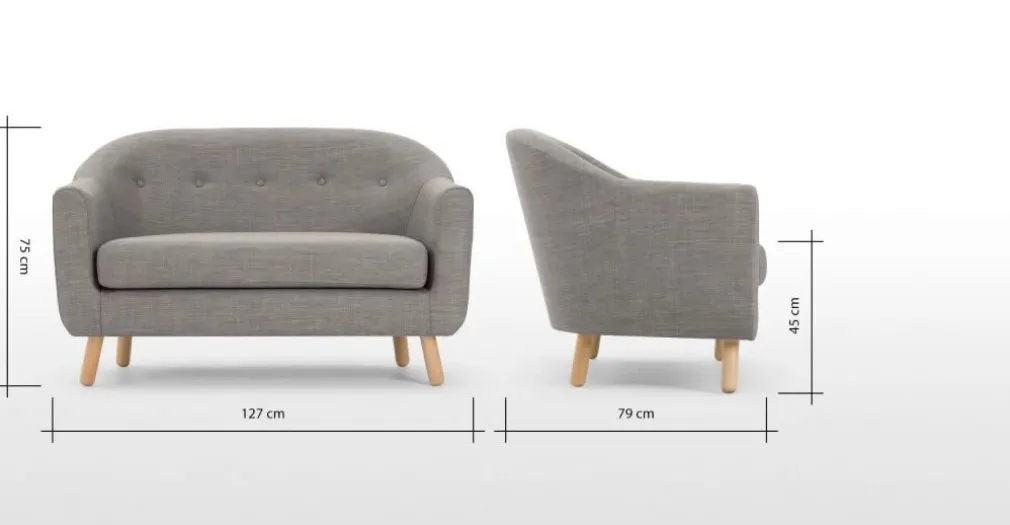 Sofá de 2 Cuerpos Lottie – Gris Tiza