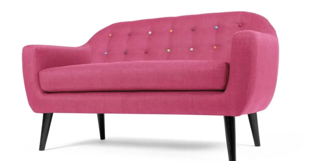 Sofá de 2 Cuerpos Ritchie – Rosa Chicle con Botones de Colores