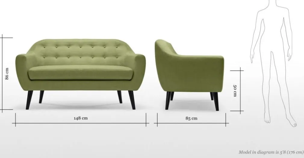 Sofá de 2 Cuerpos Ritchie – Verde Lima