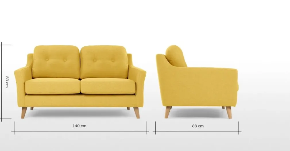 Sofá de 2 Cuerpos Rufus – Amarillo Mostaza