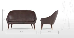 Sofá de 2 Cuerpos Seattle – Cuero Marrón Oxford Premium